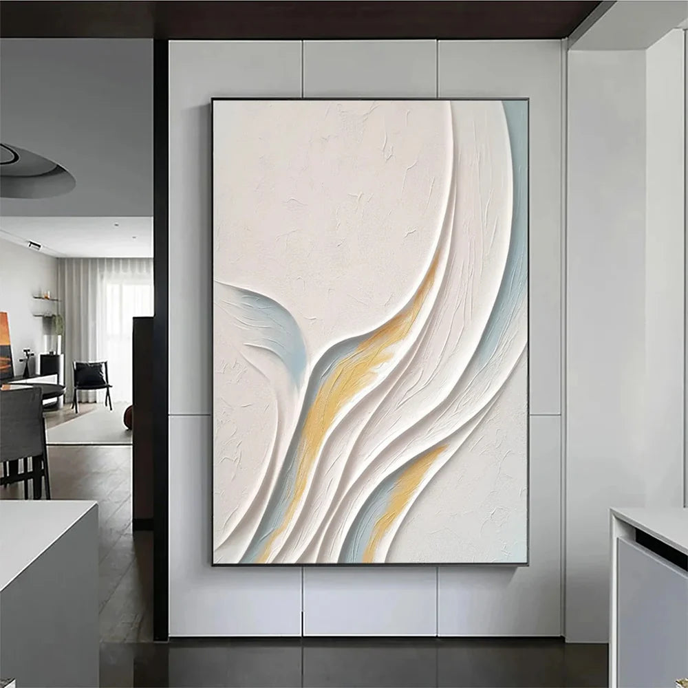 White Minimalist Textured Wall Art #MT004