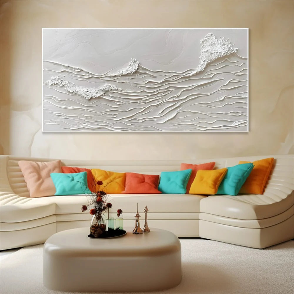 White Minimalist Textured Wall Art #MT119