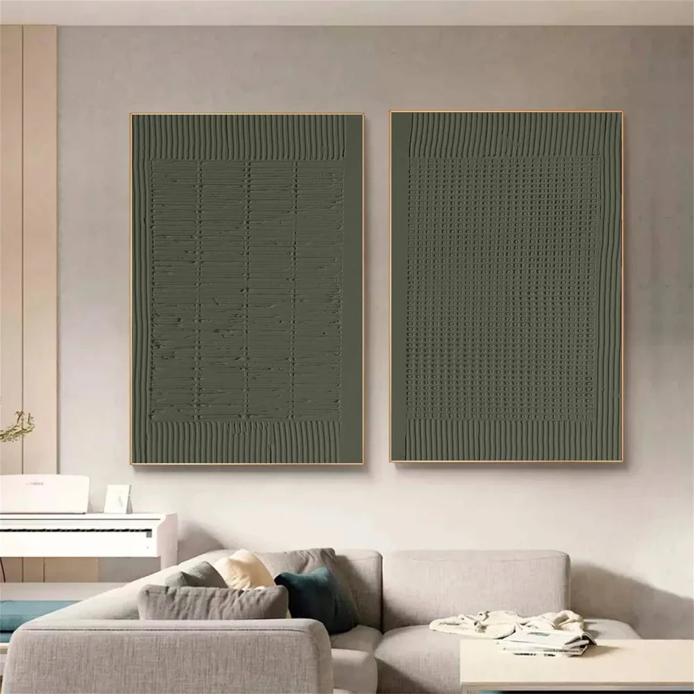Green Minimalist Textured Wall Art Set of 2 #MT023