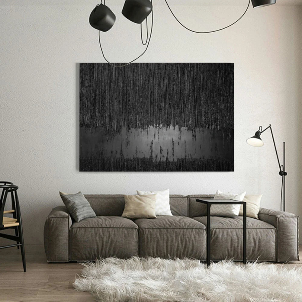 Black Minimalist Textured Wall Art #MT051