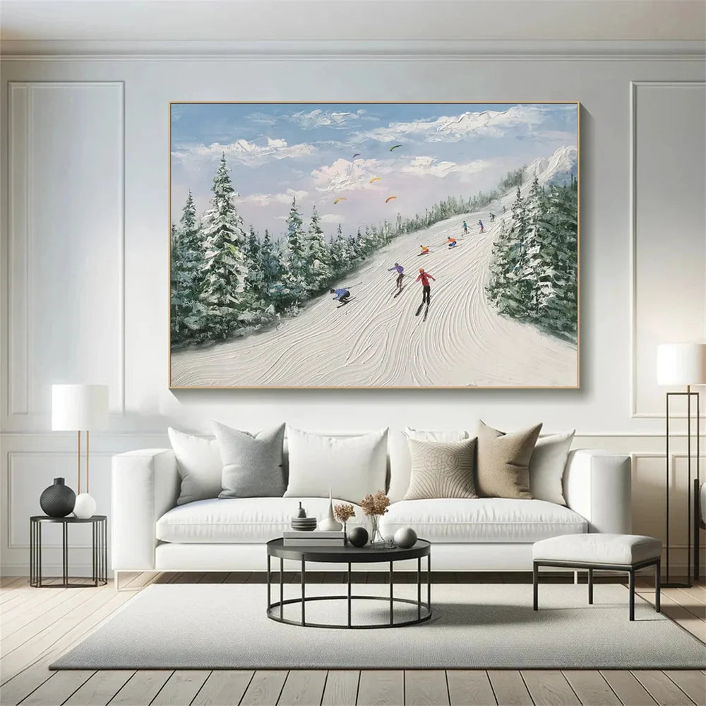 Skiing Sport Art Textured Canvas #PT003