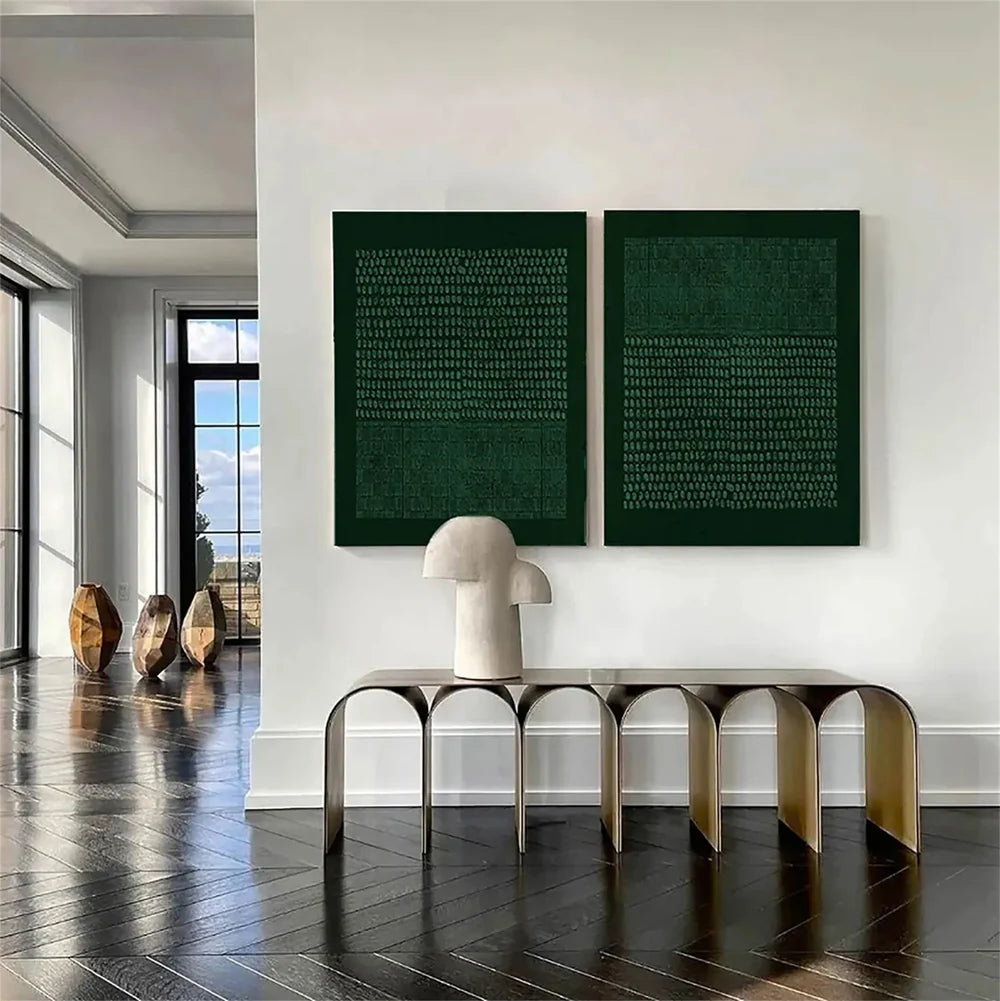 Green Minimalist Textured Wall Art Set of 2 #MT022