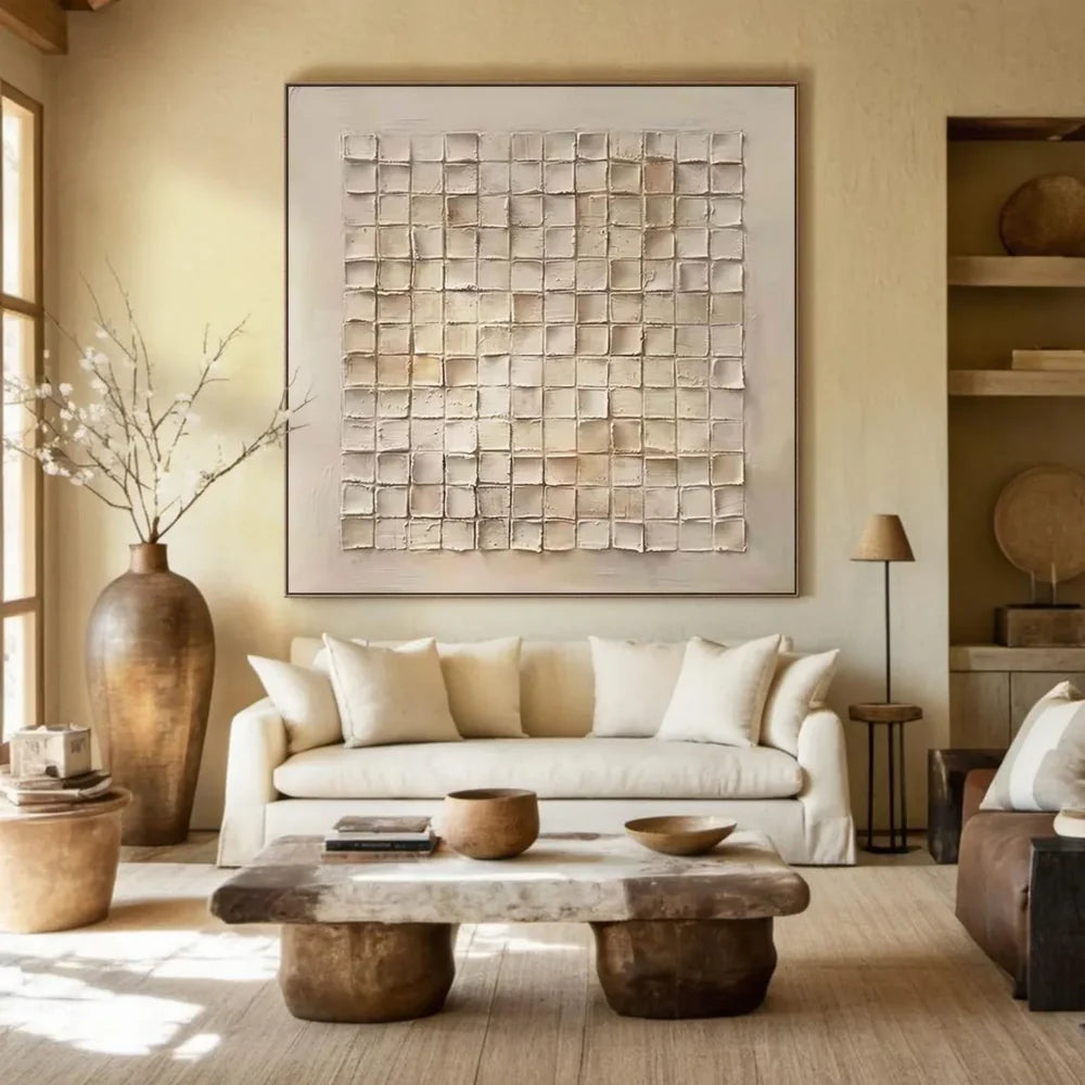 Beige and Brown Abstract Texture Wall Art #AT047