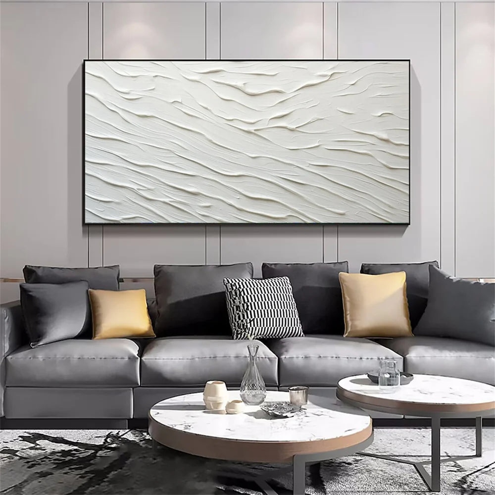 White Minimalist Textured Wall Art #MT094