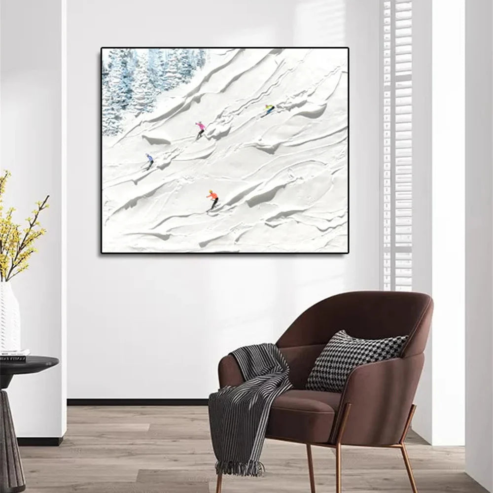Skiing Sport Art Textured Canvas #PT001