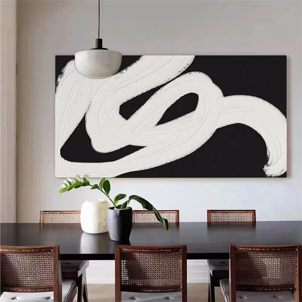 Black and White Minimalist Textured Wall Art #MT045