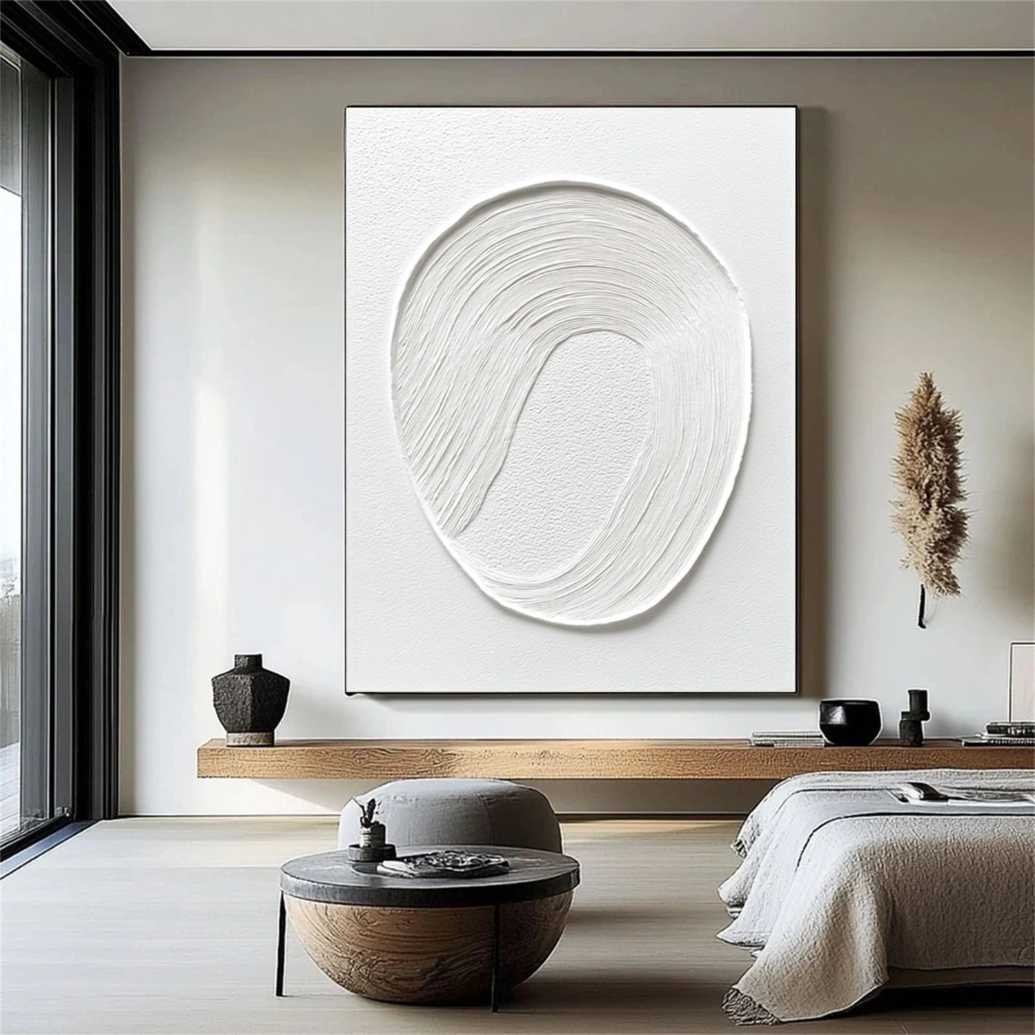 White Minimalist Textured Wall Art #MT137
