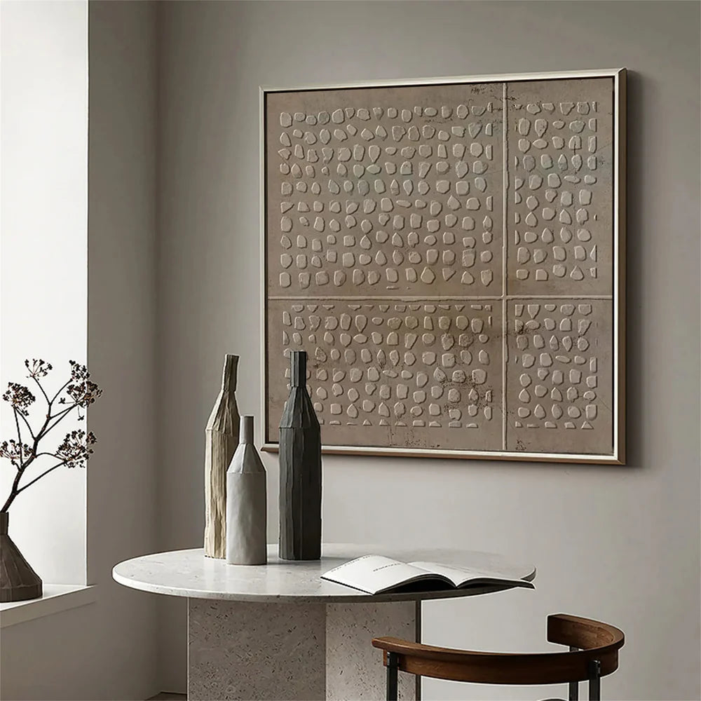 Beige and Brown Abstract Texture Wall Art #AT009