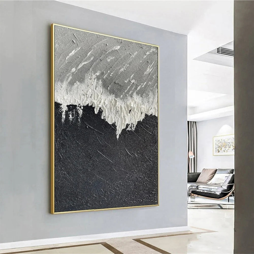 Black and White Minimalist Textured Wall Art #MT069