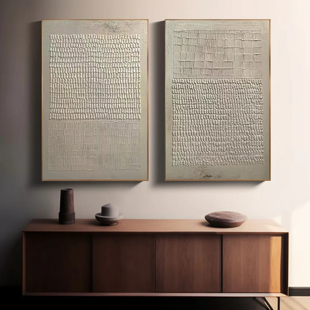 Beige and Brown Abstract Textured Wall Art Set Of 2 #AT083