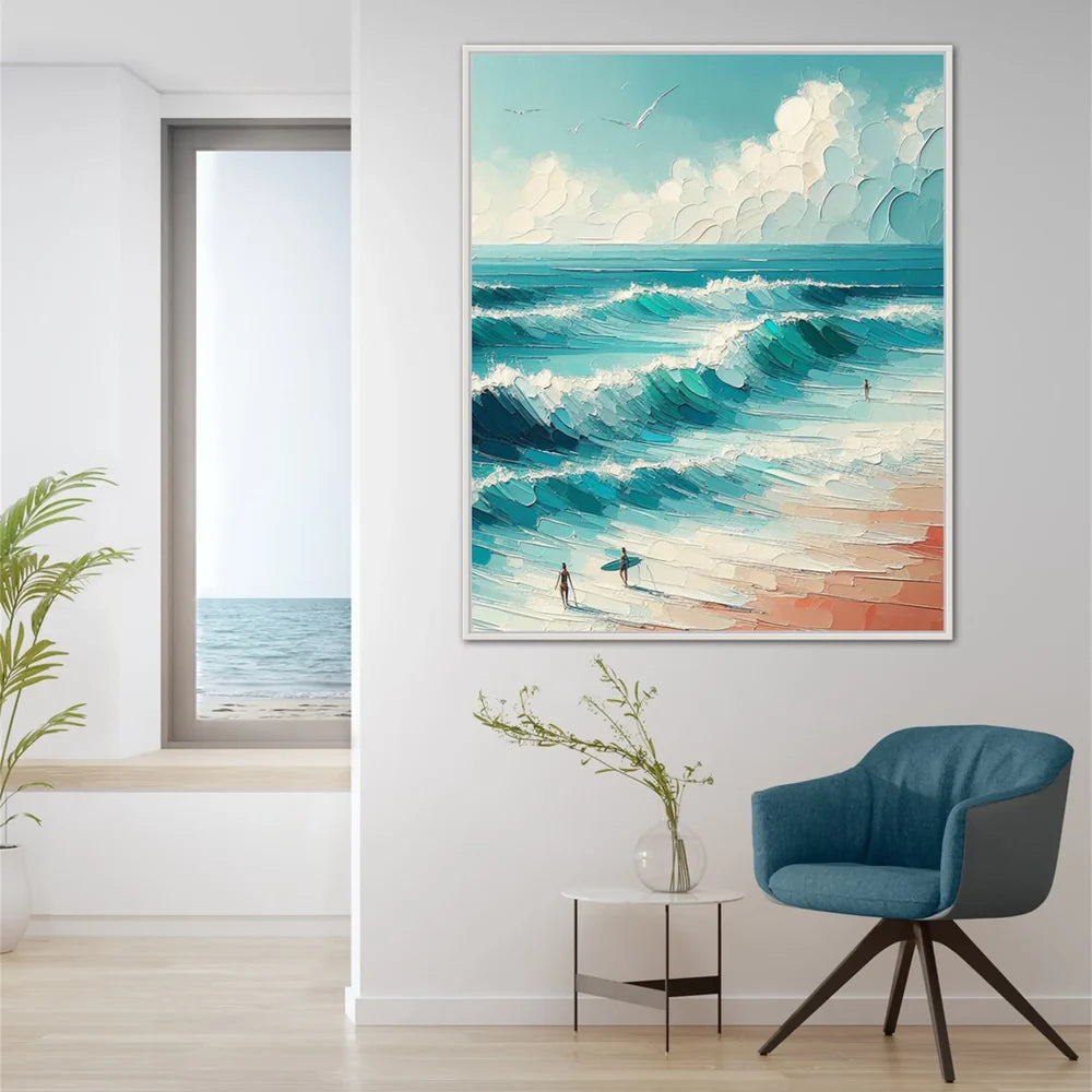 Surfing Sport Art Textured Canvas #PT033