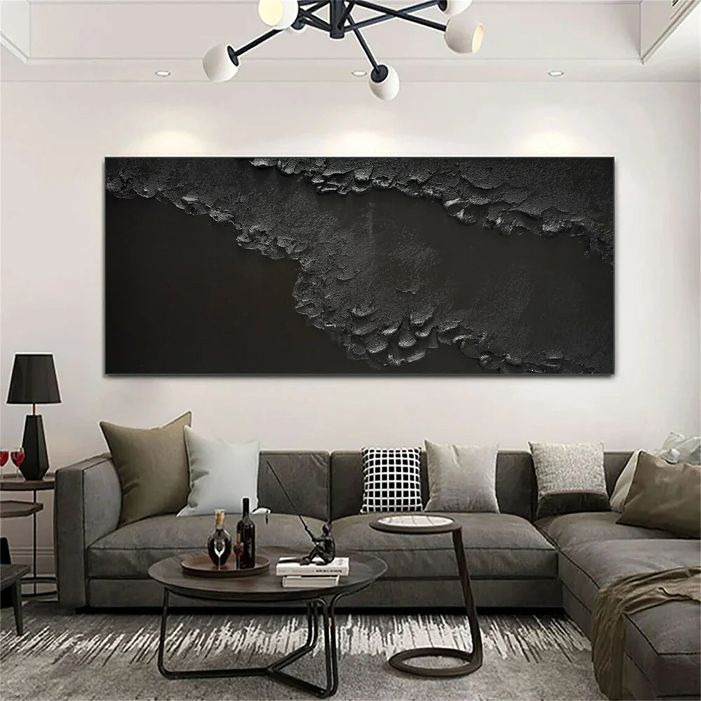 Black Minimalist Textured Wall Art #MT081