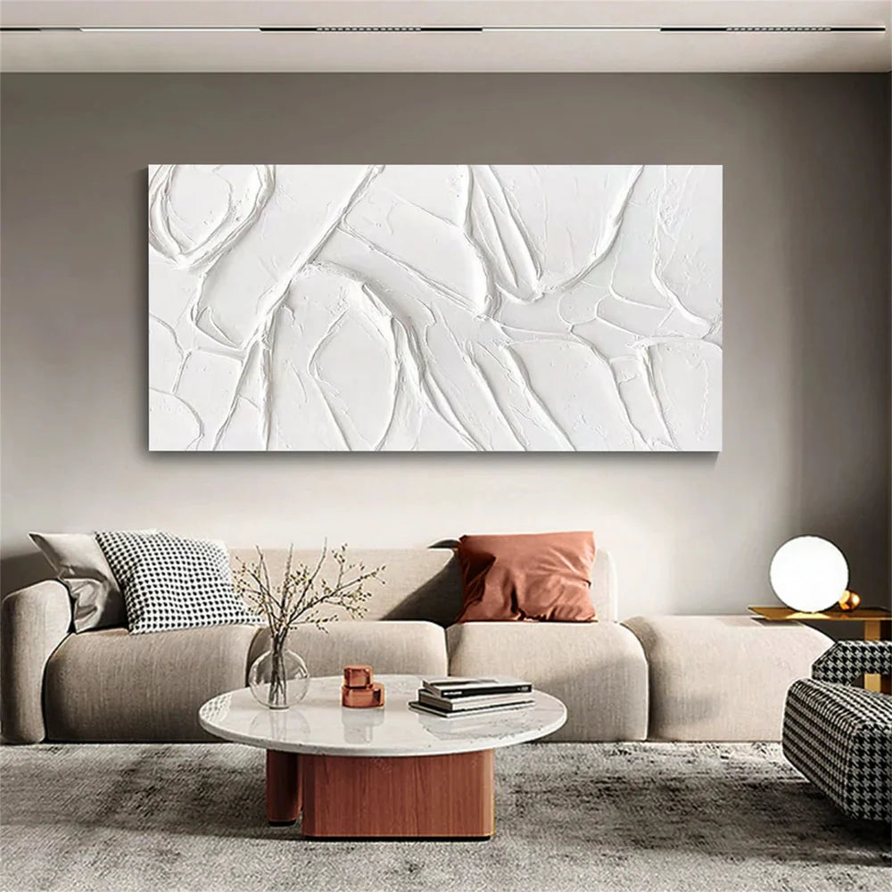White Minimalist Textured Wall Art #MT060