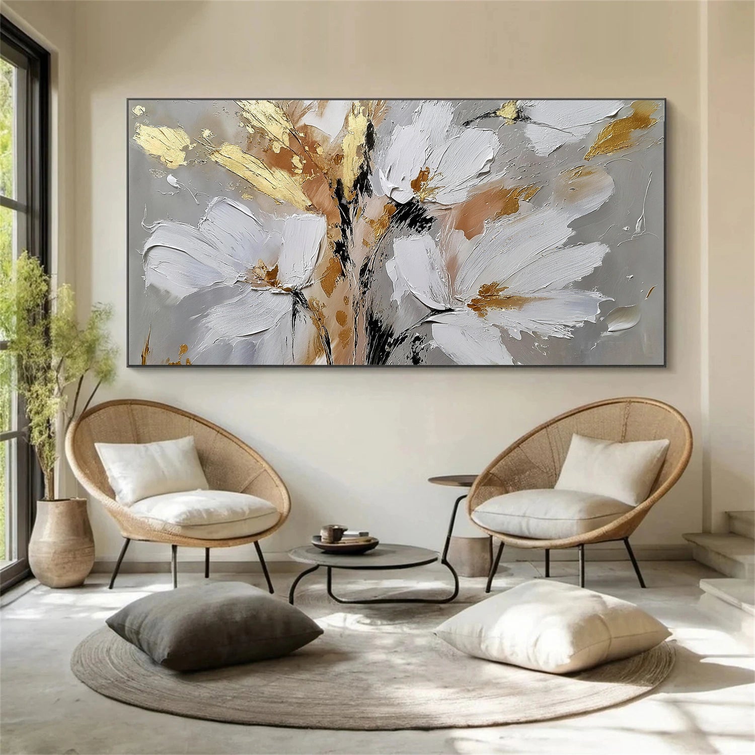 Flower & Tree Textured Abstract Wall Art #SF053