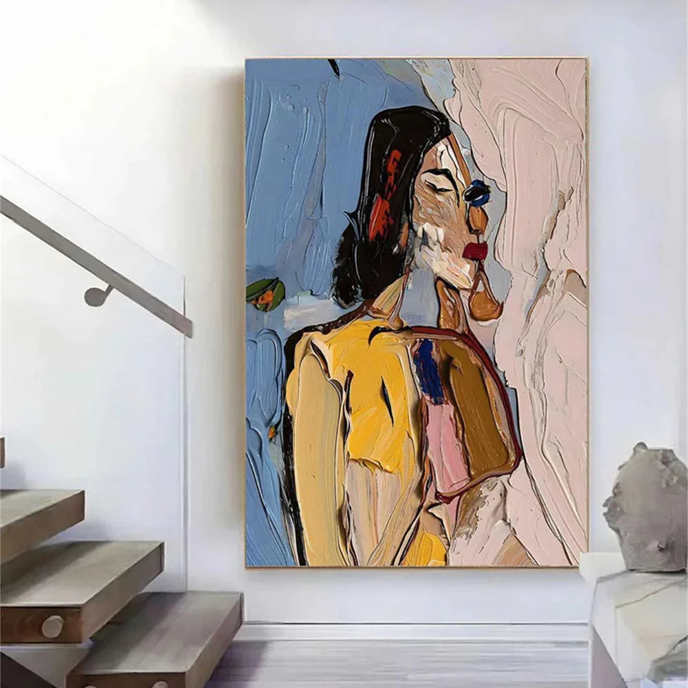 Abstract Portrait Textured Wall Art #PB016