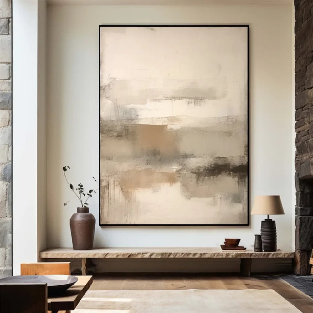 Beige and Brown Abstract Wall Art #AT109