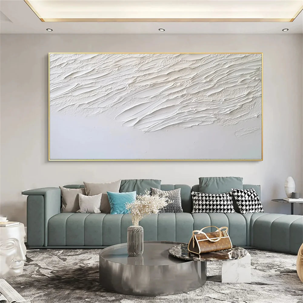 White Minimalist Textured Wall Art #MT118
