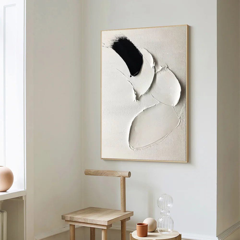Black and White Minimalist Textured Wall Art #MT002
