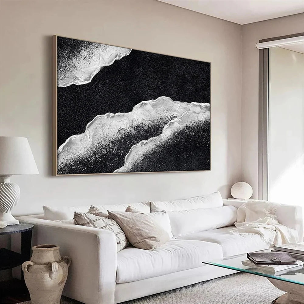 Black and White Minimalist Textured Wall Art #MT070
