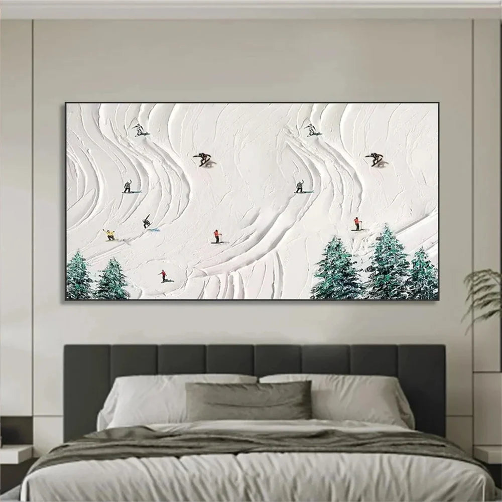 Skiing Sport Art Textured Canvas #PT018