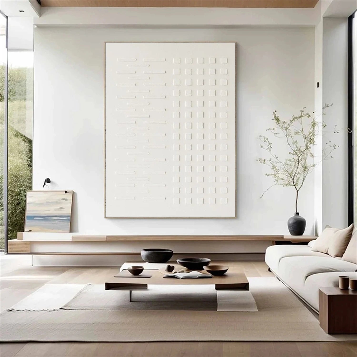 White Minimalist Textured Wall Art #MT140