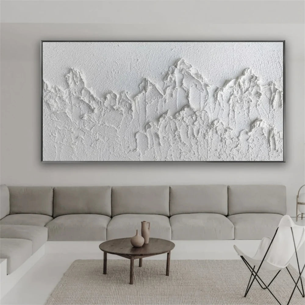 White Minimalist Textured Wall Art #MT074