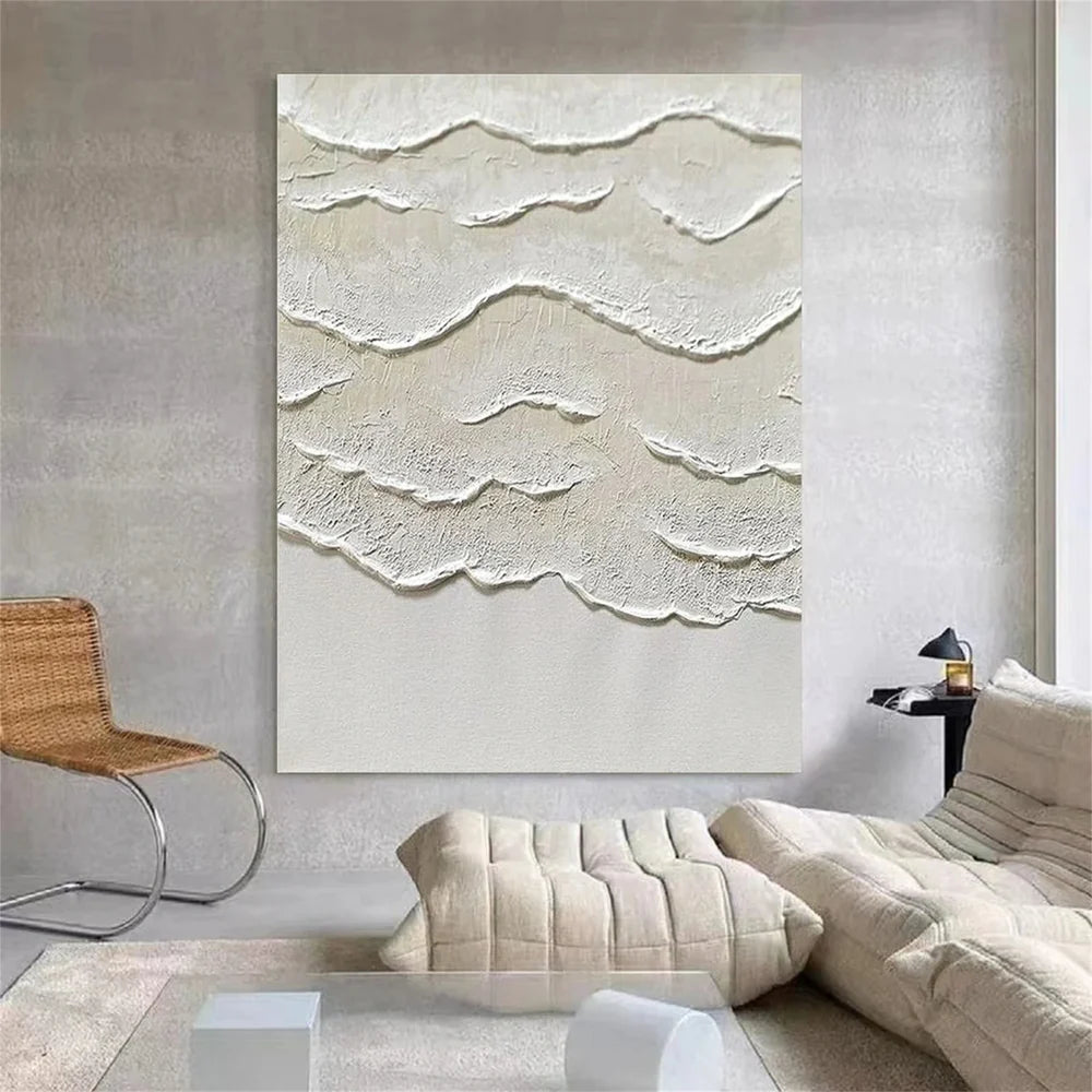 White Minimalist Textured Wall Art #MT122