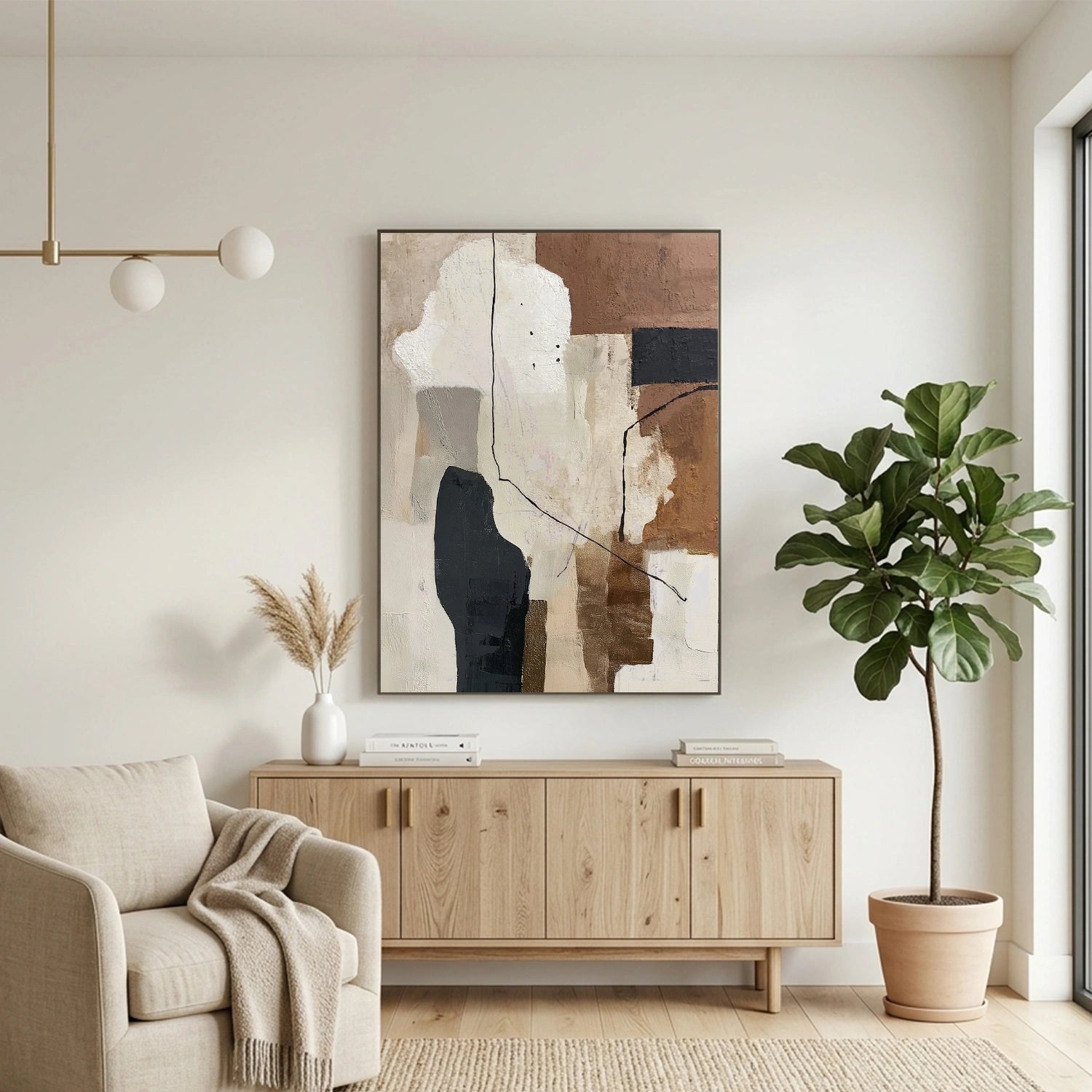 Beige and Brown Abstract Wall Art #AT177