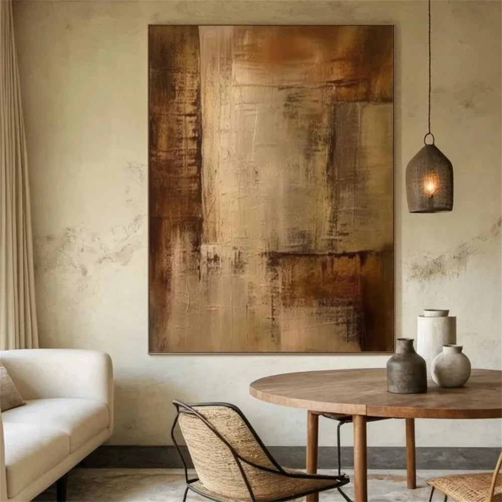 Beige and Brown Abstract Wall Art #AT105