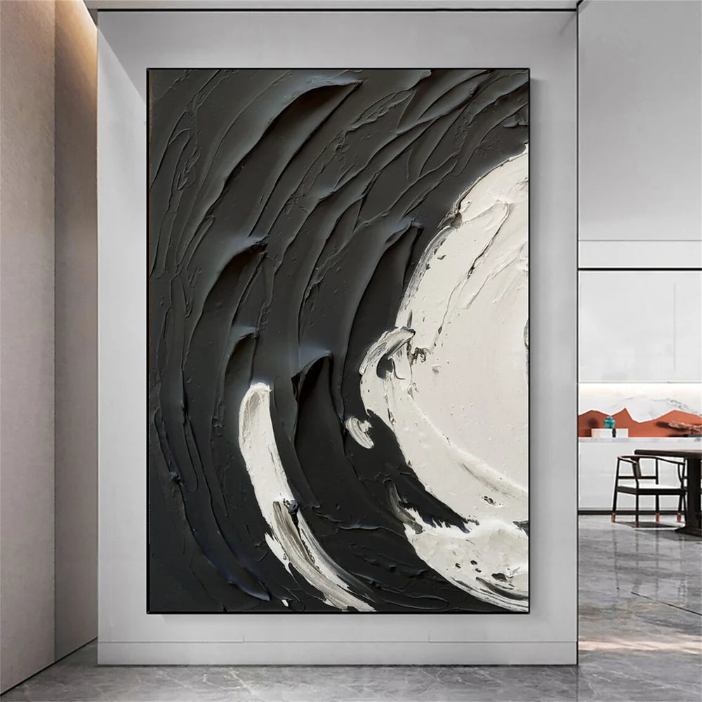 Black and White Minimalist Textured Wall Art #MT044