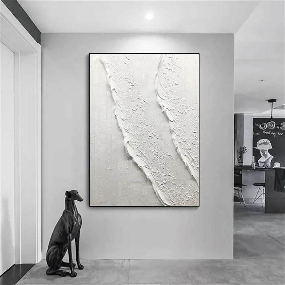 White Minimalist Textured Wall Art #MT076