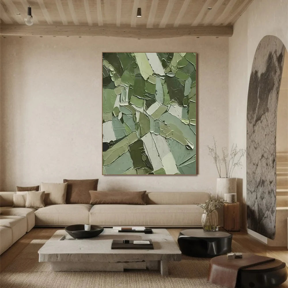 Green Abstract Textured Wall Art #AT034