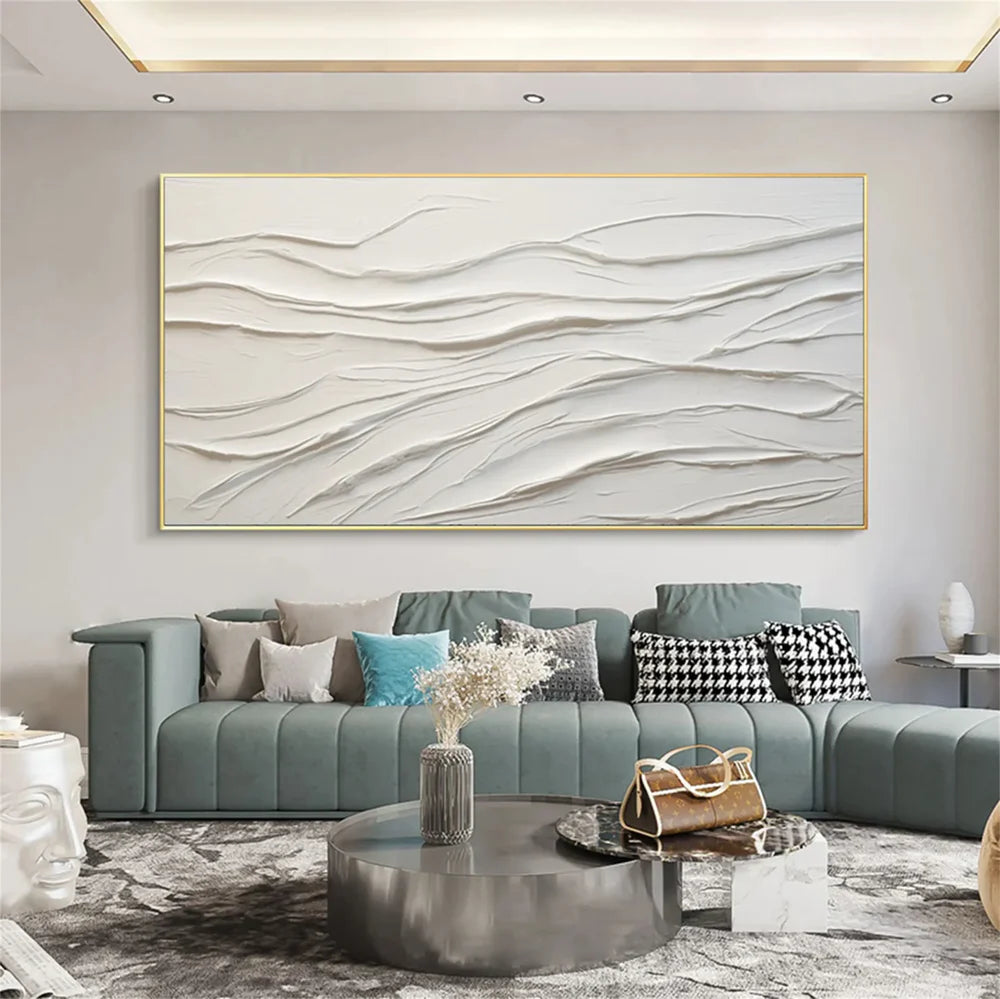 White Minimalist Textured Wall Art #MT093