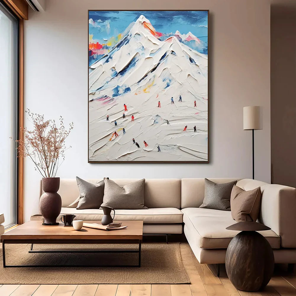 Skiing Sport Art Textured Canvas #PT013