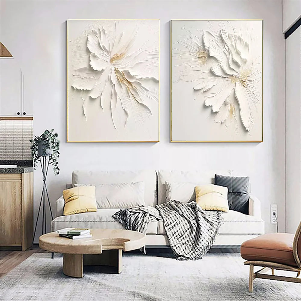 Flower & Tree Textured Abstract Wall Art Set of 2 #SF013