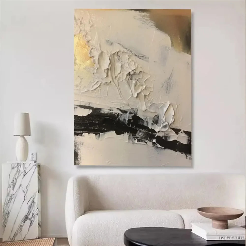 Black and White Minimalist Textured Wall Art #MT110