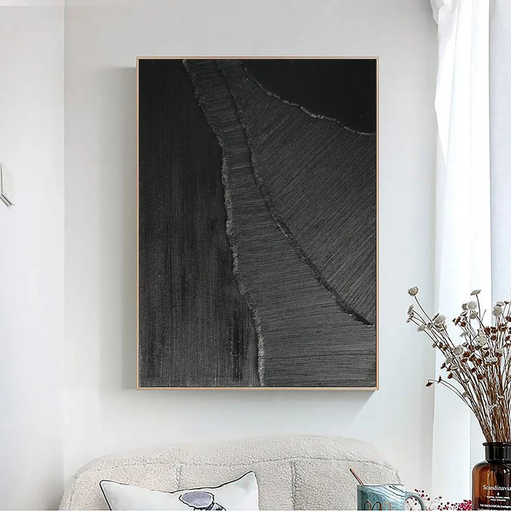 Black Minimalist Textured Wall Art #MT080