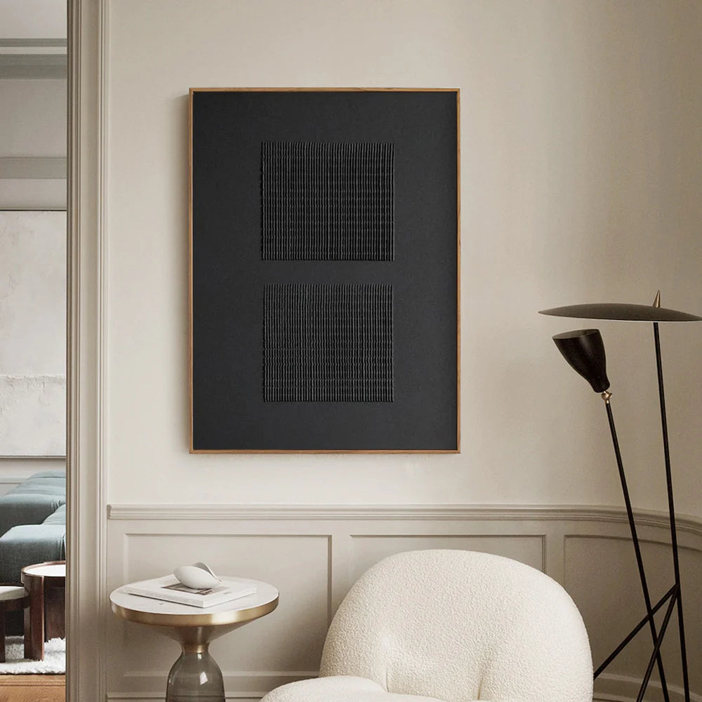 Black Minimalist Textured Wall Art #MT053