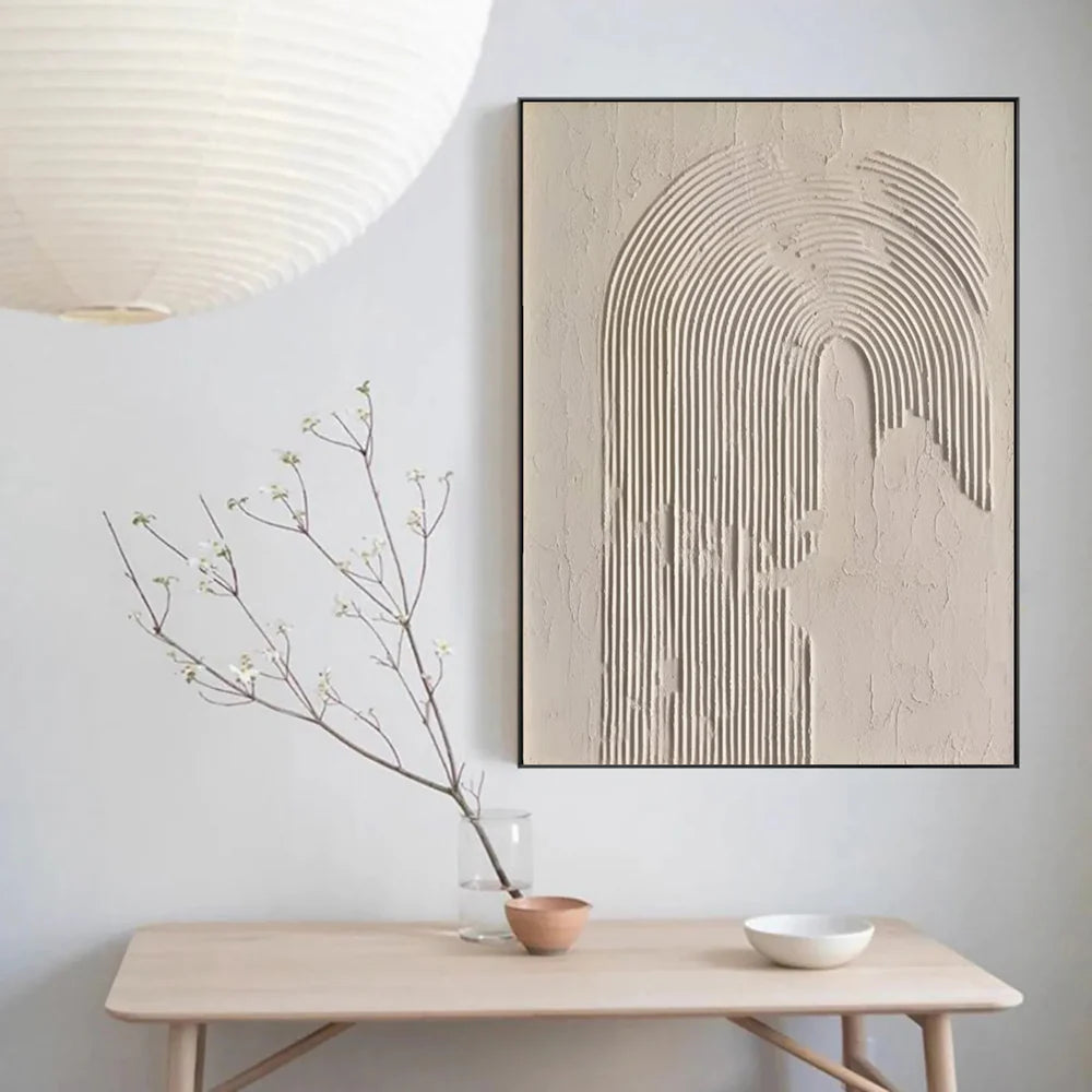 Beige and Brown Abstract Texture Wall Art #AT042