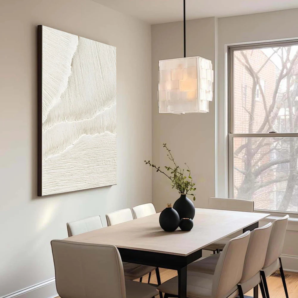 White Minimalist Textured Wall Art #MT056