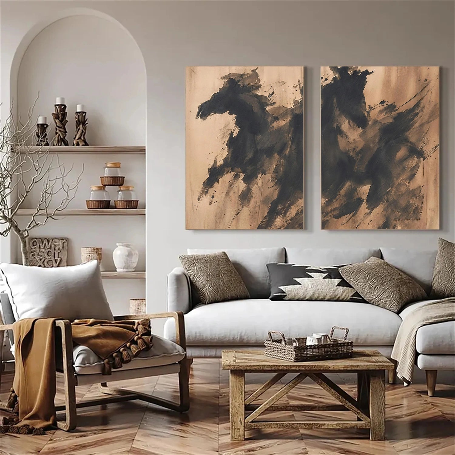 Abstract Horse Animal Wall Art Set of 2 #DL049