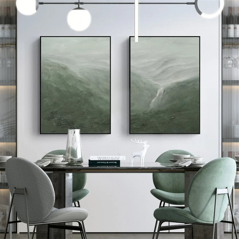 Green Abstract Textured Wall Art Set of 2 #AT003