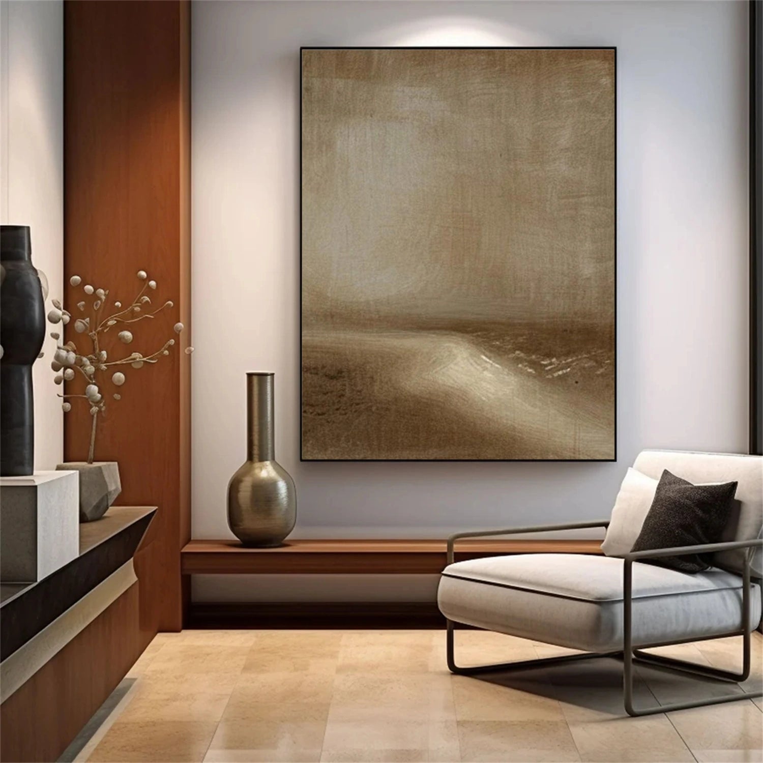 Beige and Brown Abstract Wall Art #AT166