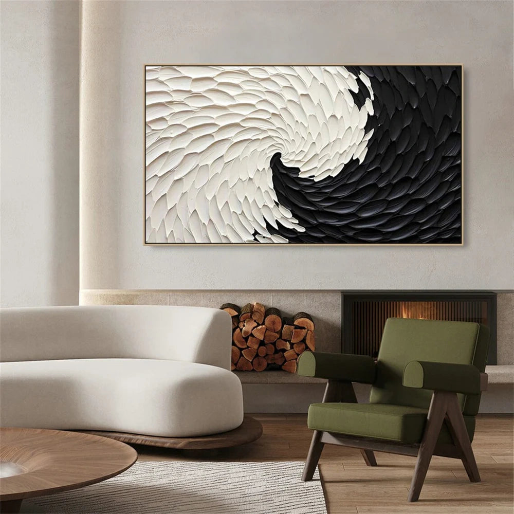 Black and White Minimalist Textured Wall Art #MT102