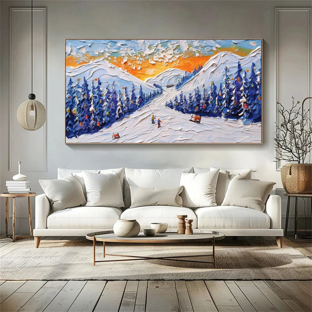 Skiing Sport Art Textured Canvas #PT037