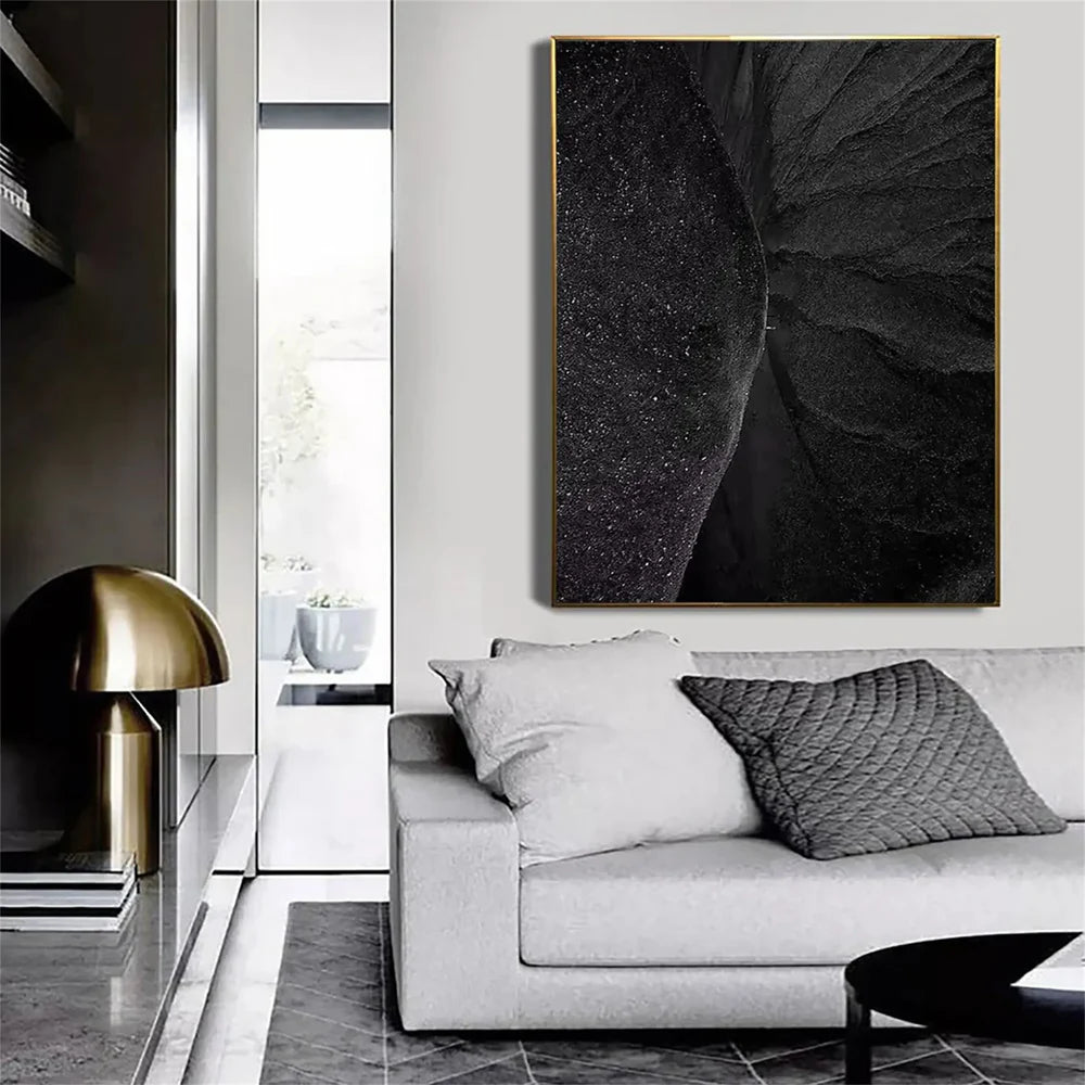 Black Minimalist Textured Wall Art #MT010