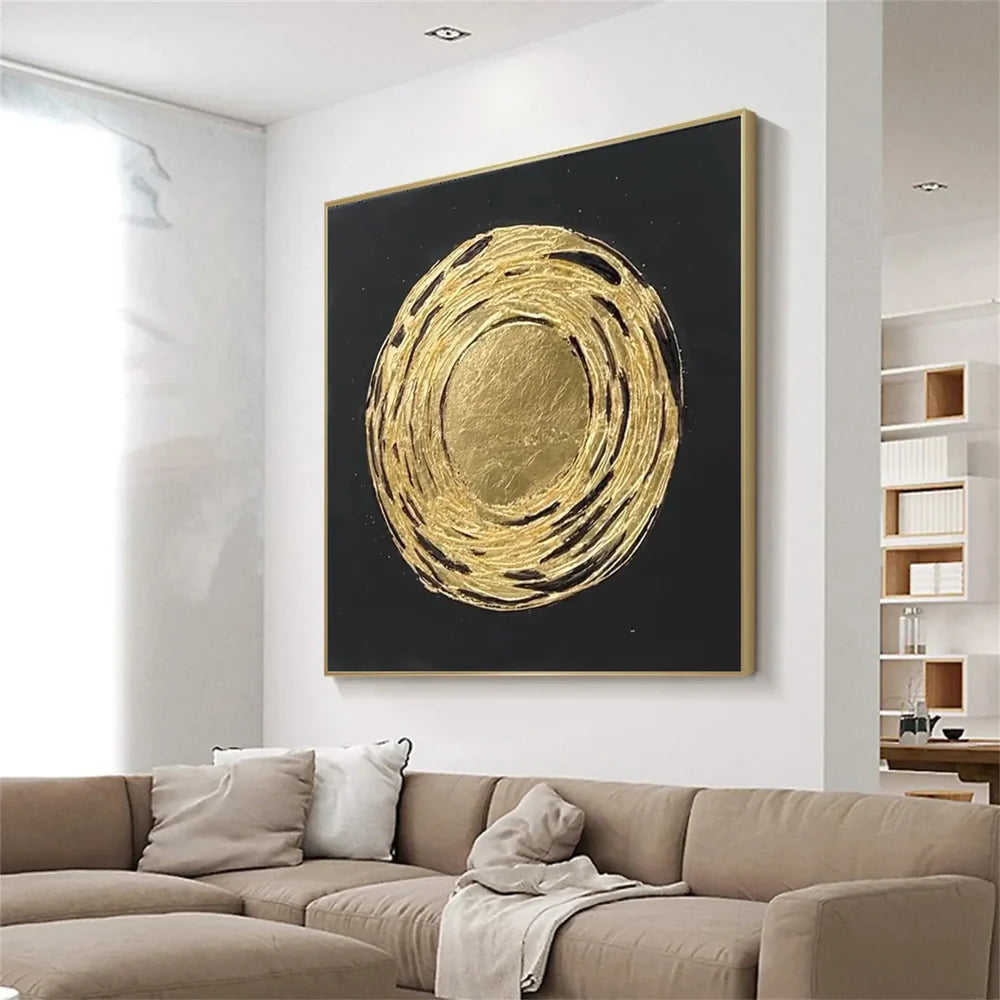 Black and Gold Minimalist Textured Wall Art #MT089