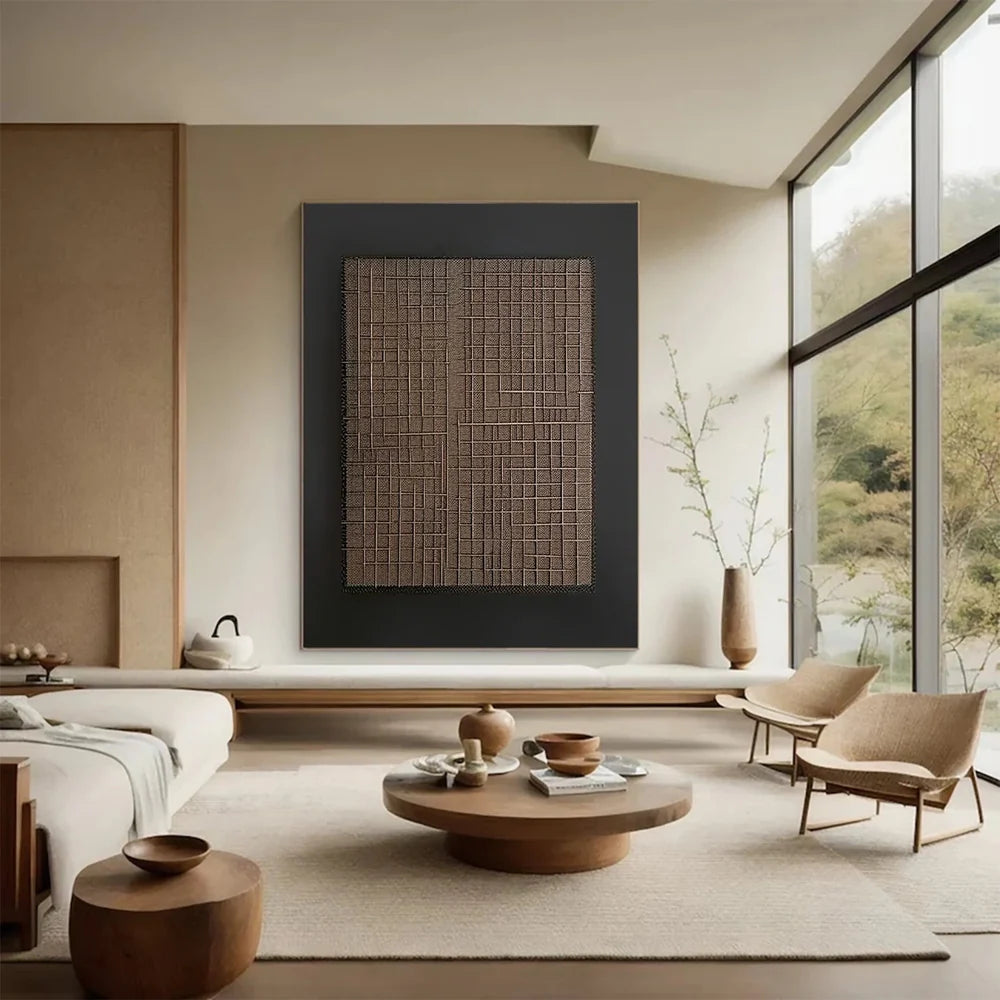 Black and Brown Abstract Texture Wall Art #AT011