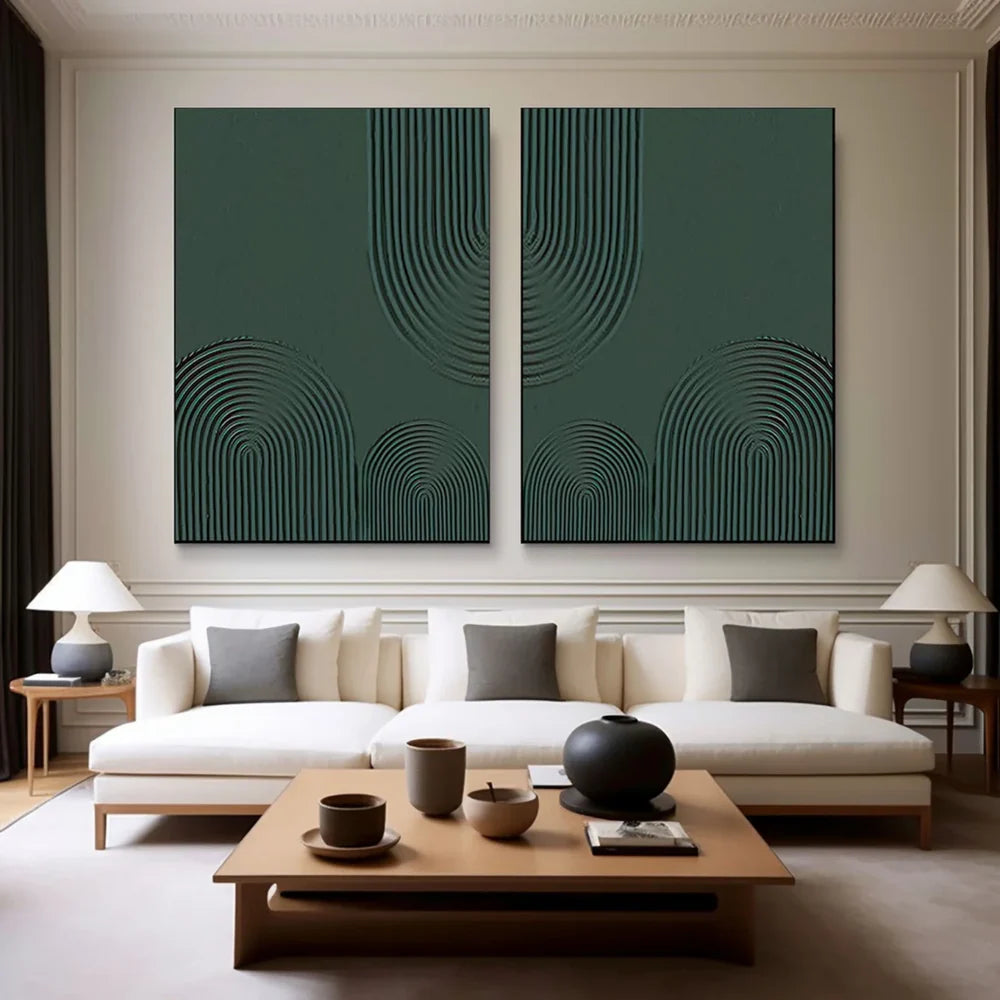 Green Minimalist Textured Wall Art Set of 2 #MT062