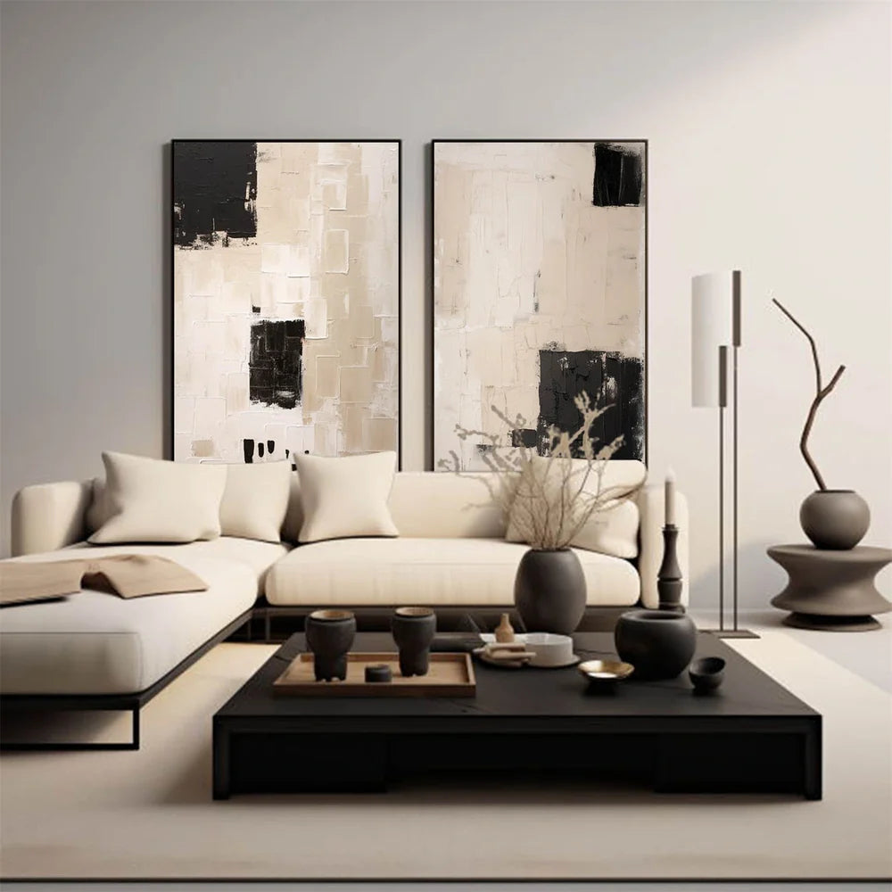 Beige and Brown Abstract Textured Wall Art Set Of 2 #AT103